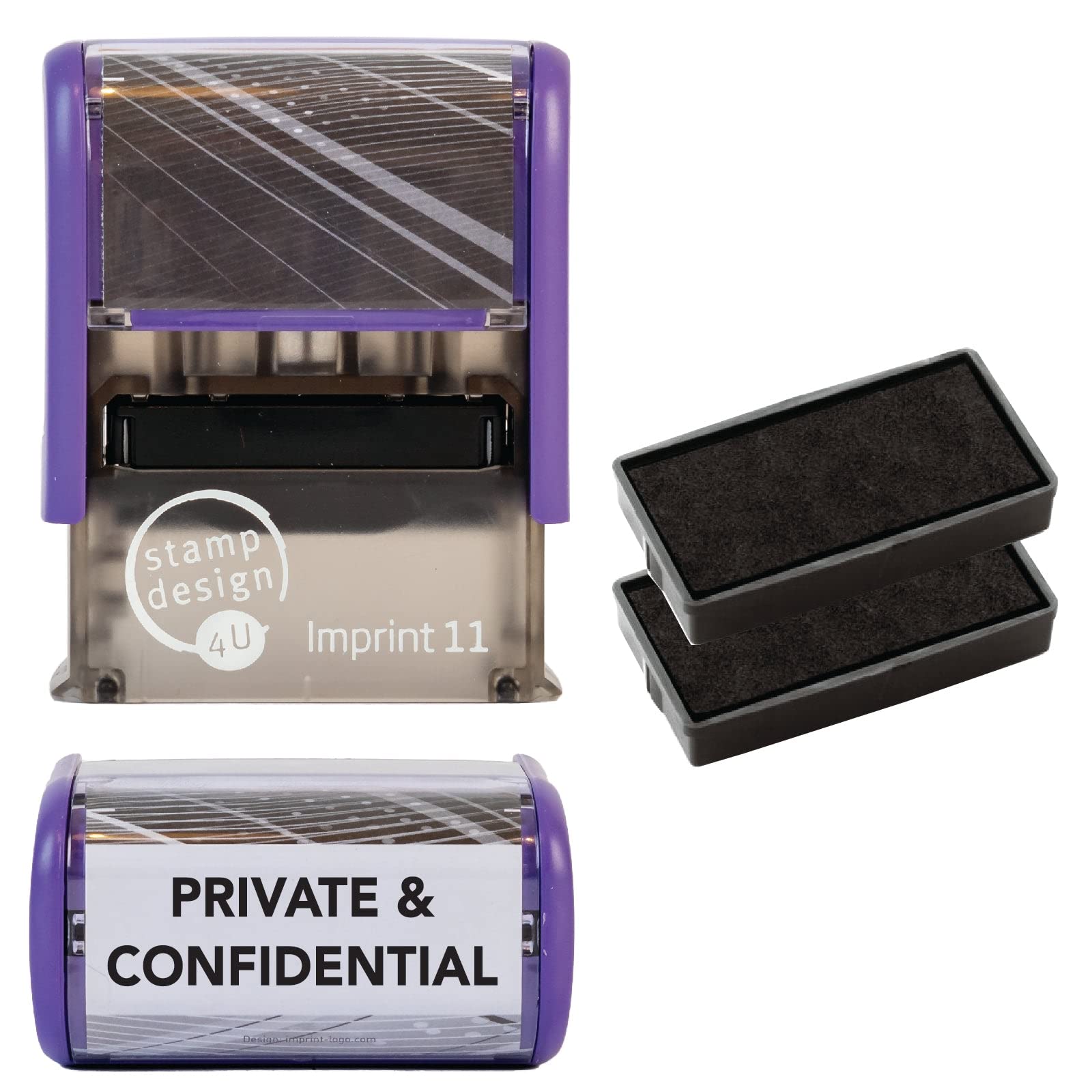 Private and Confidential Self Inking Rubber Stamp for Your Documents - in Black Ink with 2 Inkpad Refills