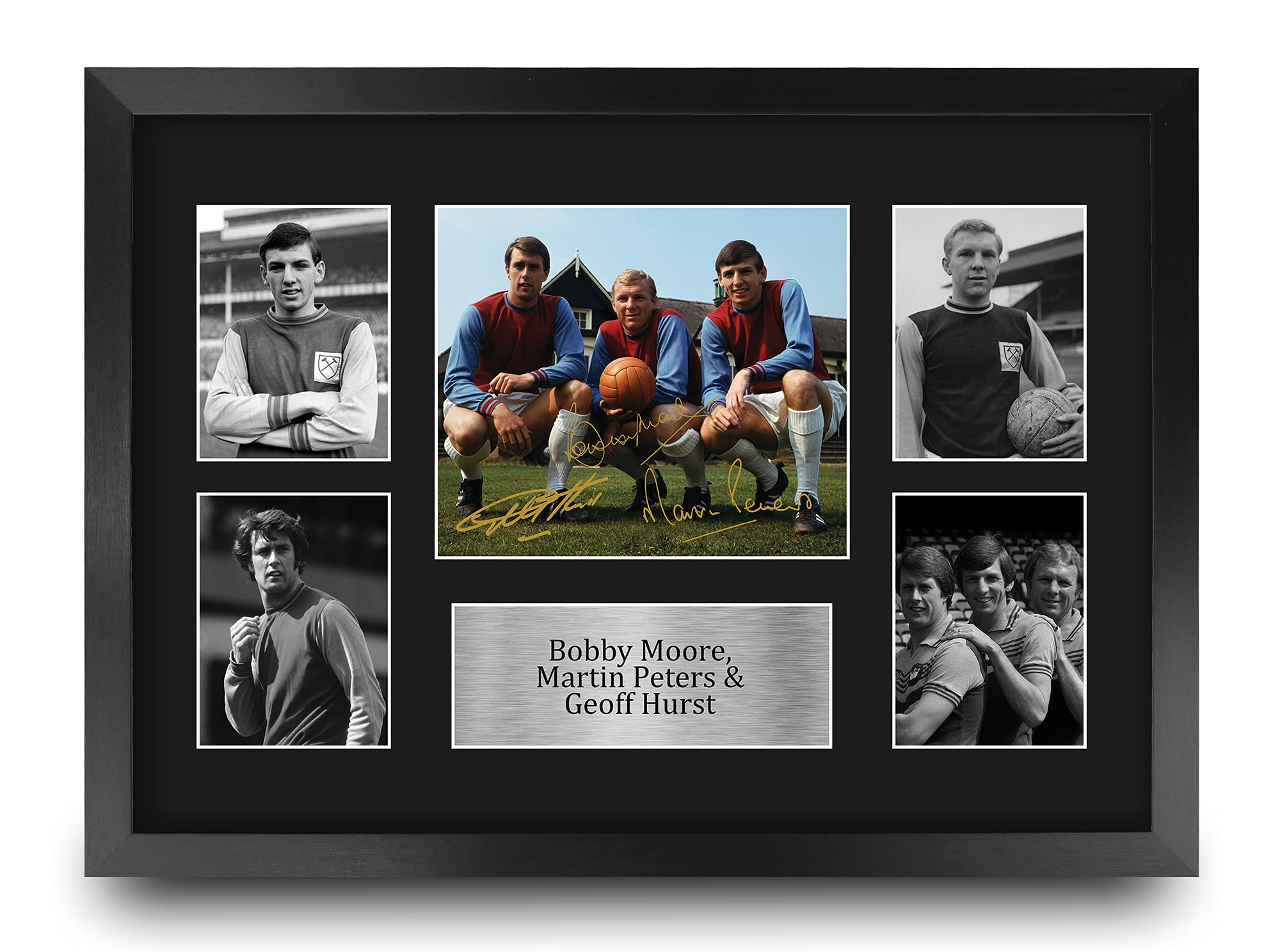HWC Trading Bobby Moore Martin Peters & Geoff Hurst West Ham United 16 x 12 inch (A3) Printed Gifts Signed Autograph Picture for Football Fans and Supporters - 16