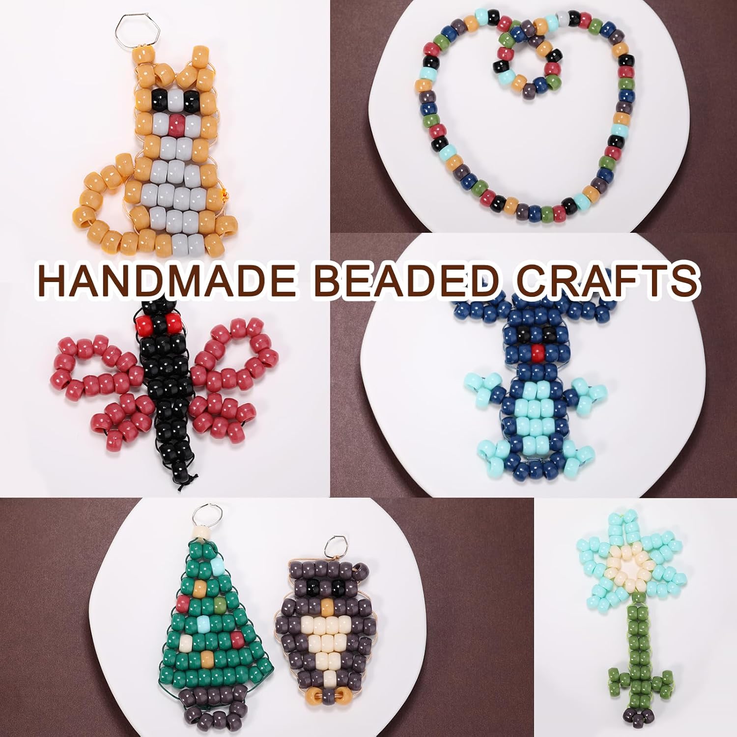 8000+ pcs Pony Beads for Bracelet Multi-Colored Making Beads Bulk for Hair Braiding DIY Crafts Kandi Jewelry Key Chains and Ornaments Decorations,10 Assorted Colors,Boxed (Earth Tone, 6 * 9)