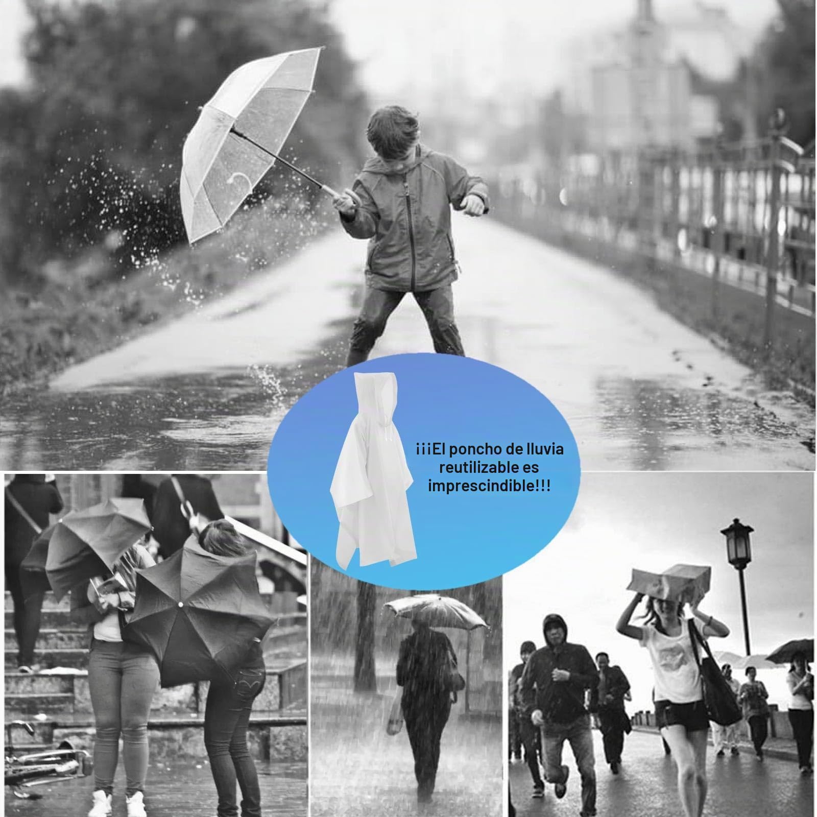 Poncho de lluvia impermeable para niños, reutilizable, impermeable, transparente, con capucha y botones, capa de lluvia ligera para niños, para la escuela, viajes al aire libre