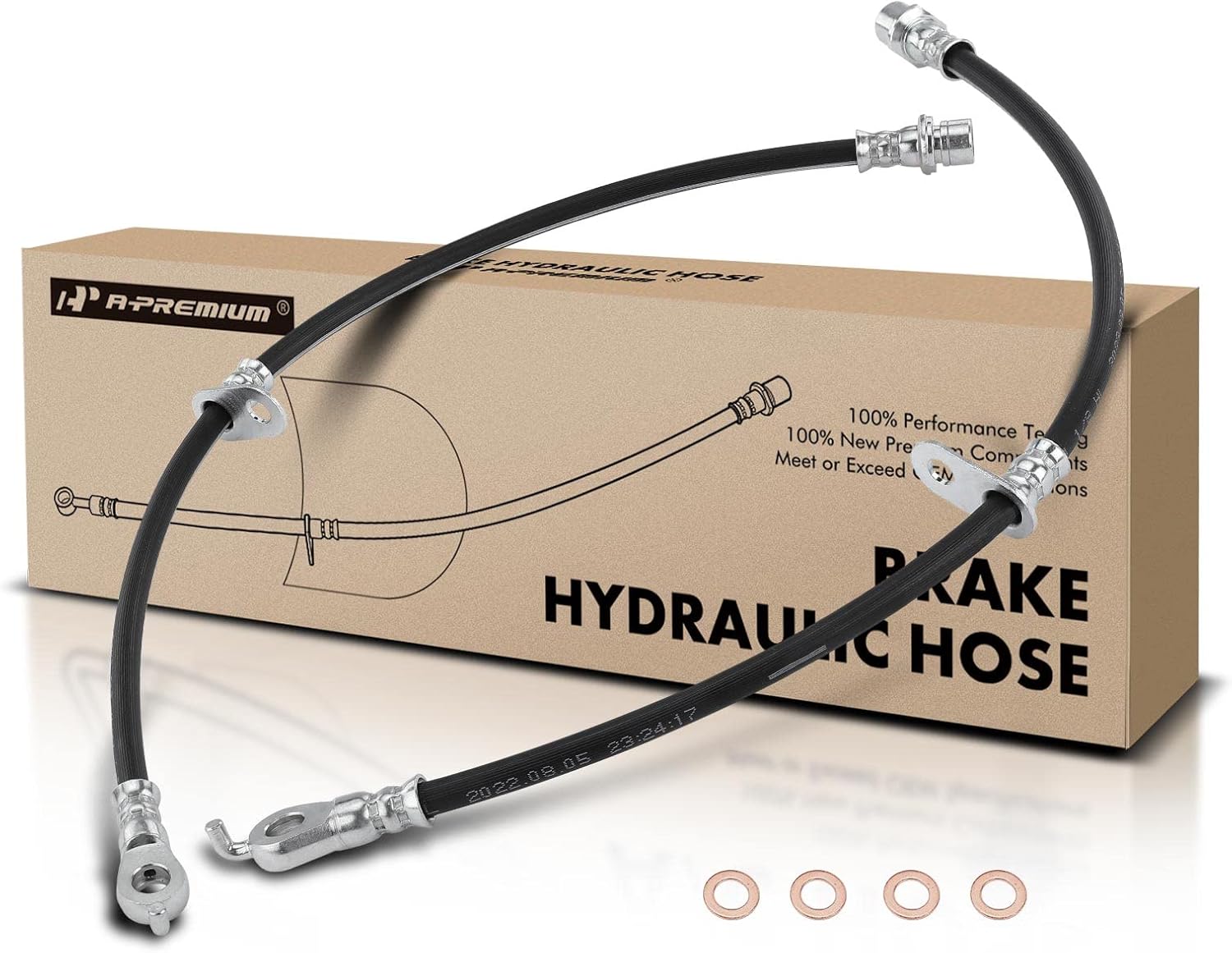 A-Premium Front Driver and Passenger Brake Hydraulic Hose Compatible with Toyota and Lexus Models - Highlander 2008-2019, Venza 2009-2016, RX350 RX450h 2010-2014 2019 - Replace# 90947A2034(Pack of 2)