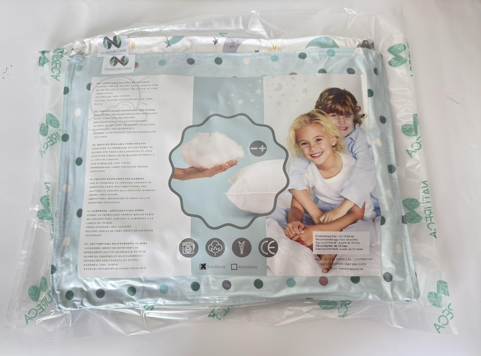 Lot de 2 Oreiller Enfant Taie D'Oreiller, Coussin 18 Mois, Housse Bébé 100% Coton, Machine à Laver