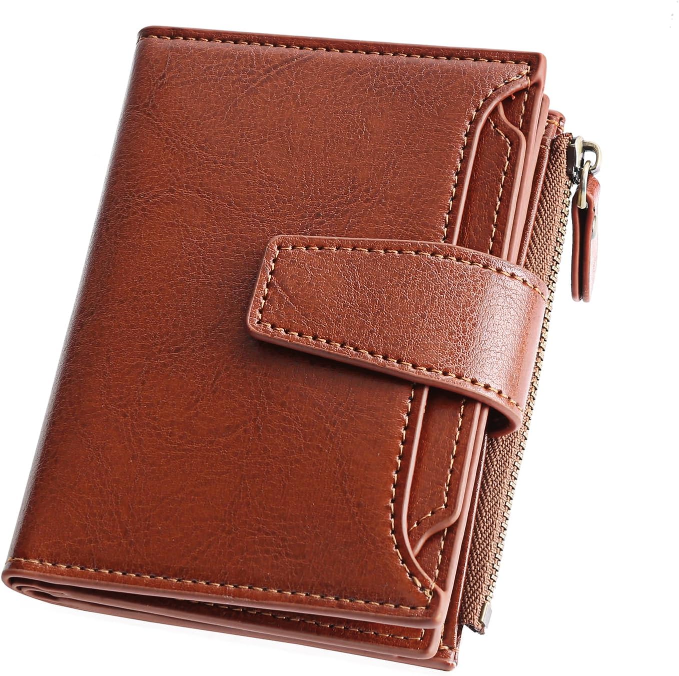 GOIACII Leather Women's Wallet RFID Blocking Credit Card Holder Brown
