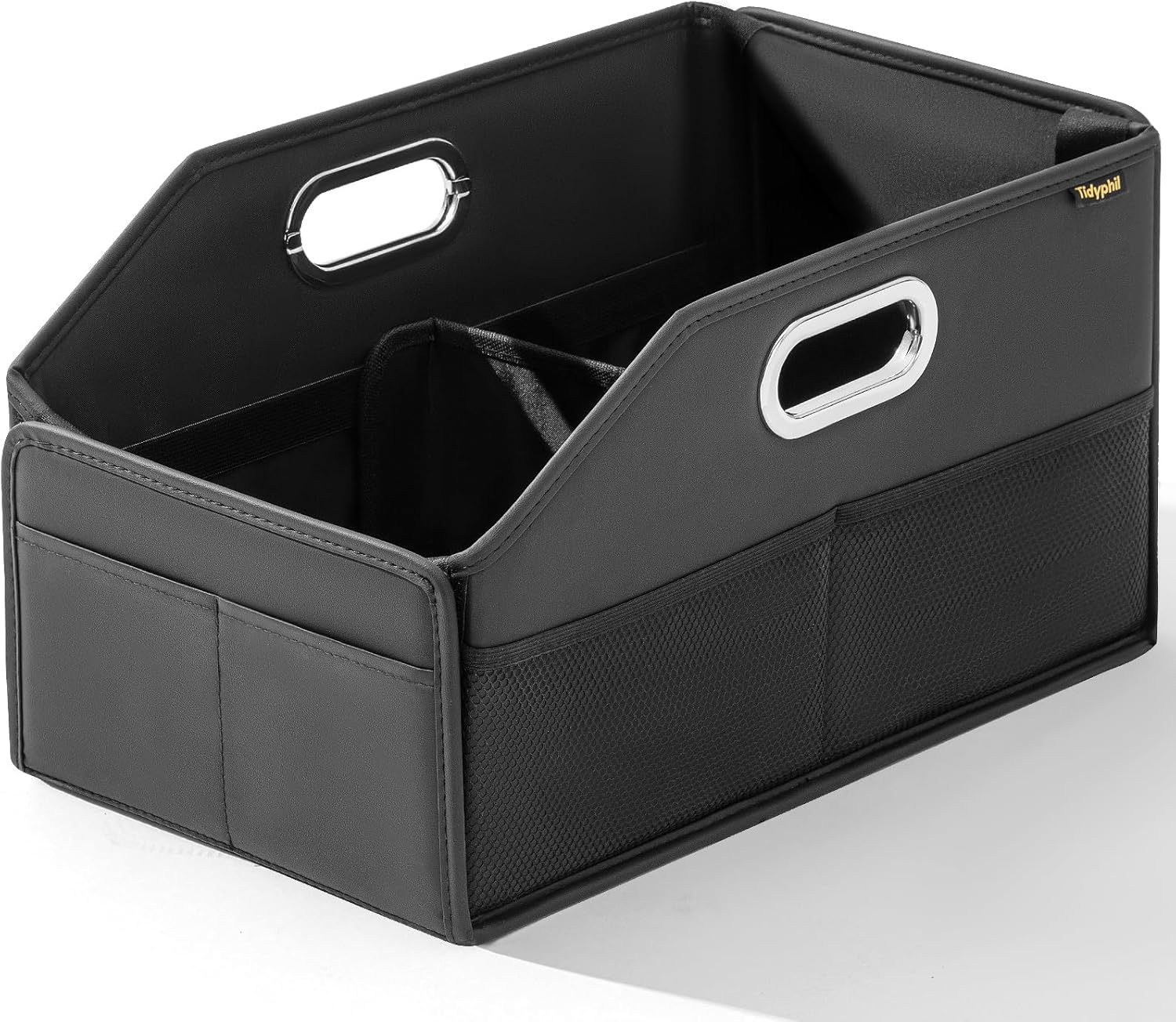 Tidyphil Car Seat Organizer, Front Seat Organizer, Collapsible Car Organizer and Storage for Backseat and Passenger Seat, Big Capacity with Elastic Bands can Hold Cups, Car Travel Essentials for Kids