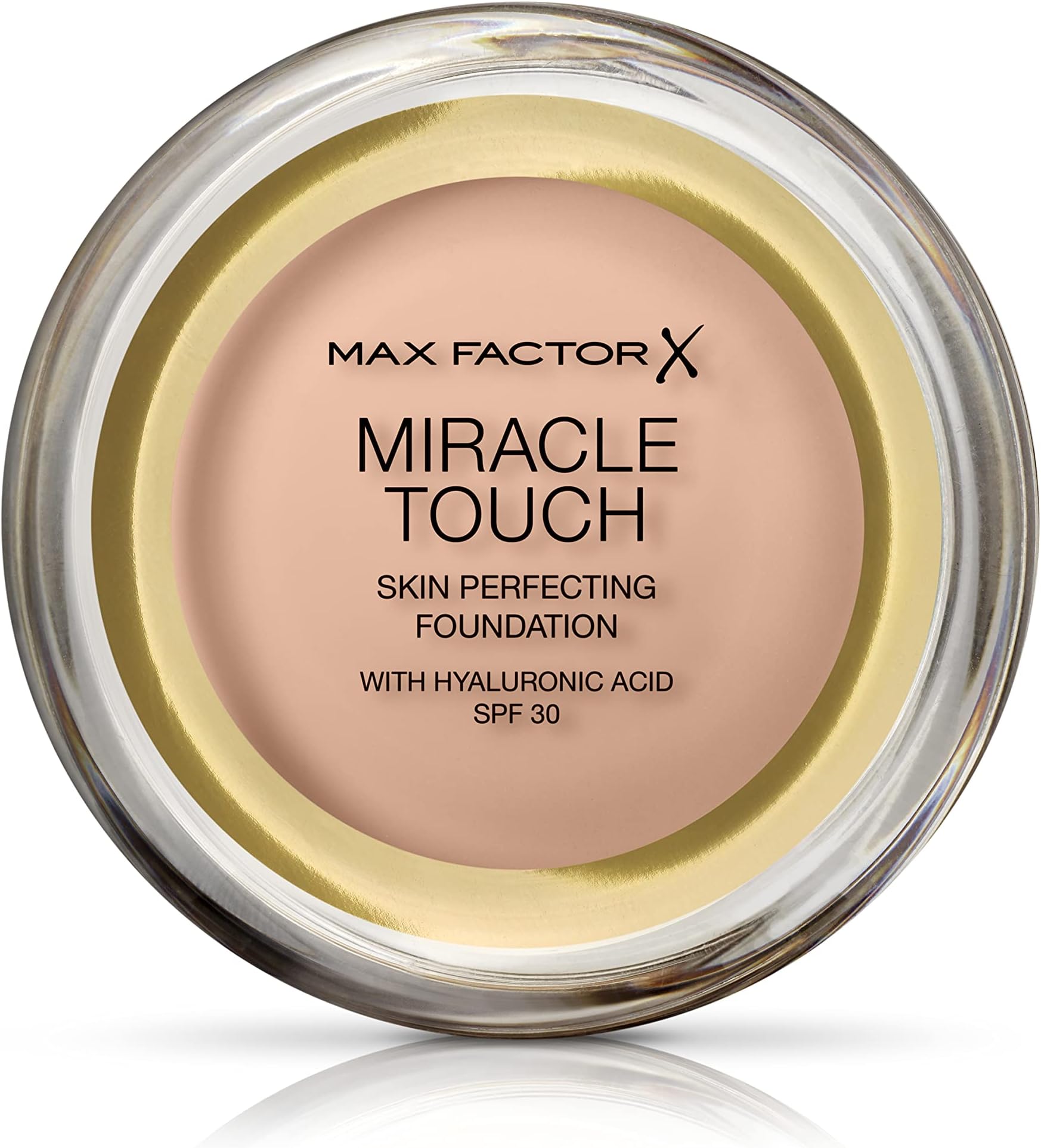 Max Factor Miracle Touch Perfecting Foundation, 40 Creamy Ivory, Full Coverage, Lightweight and Moisturising Effect with Hyaluronic Acid and SPF 30 Formula, 11.5 g
