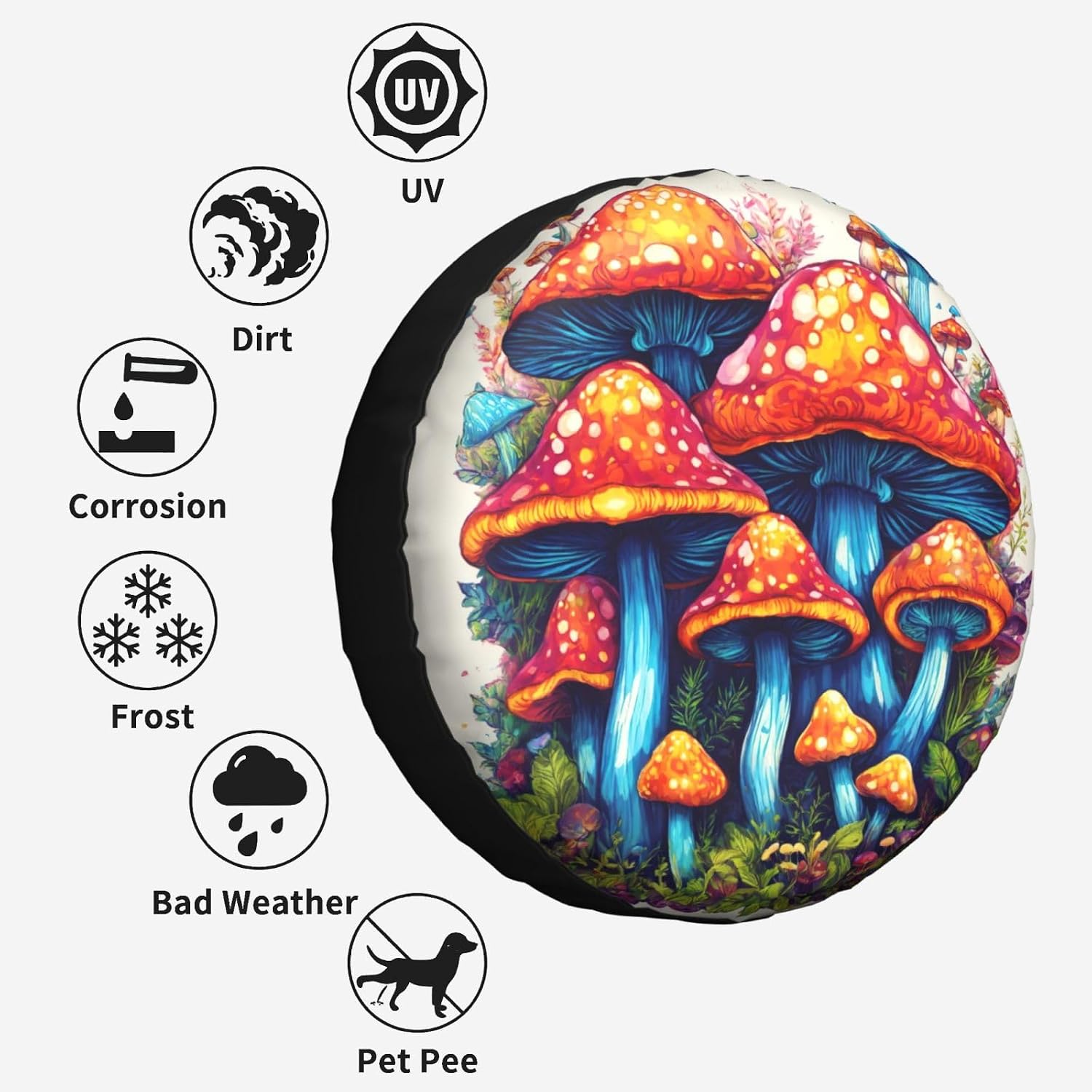 Wild Mushroom Print Tire Cover Universal Spare Wheel for Trailer Rv SUV Truck Camper Travel Accessories