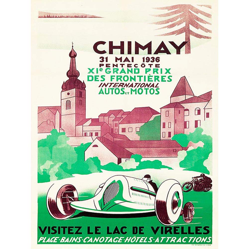 Wee Blue Coo Advert Exhibition Motor Sport Chimay Brewery Belgium Hotel Spa Art Print Poster Wall Decor 12X16 Inch