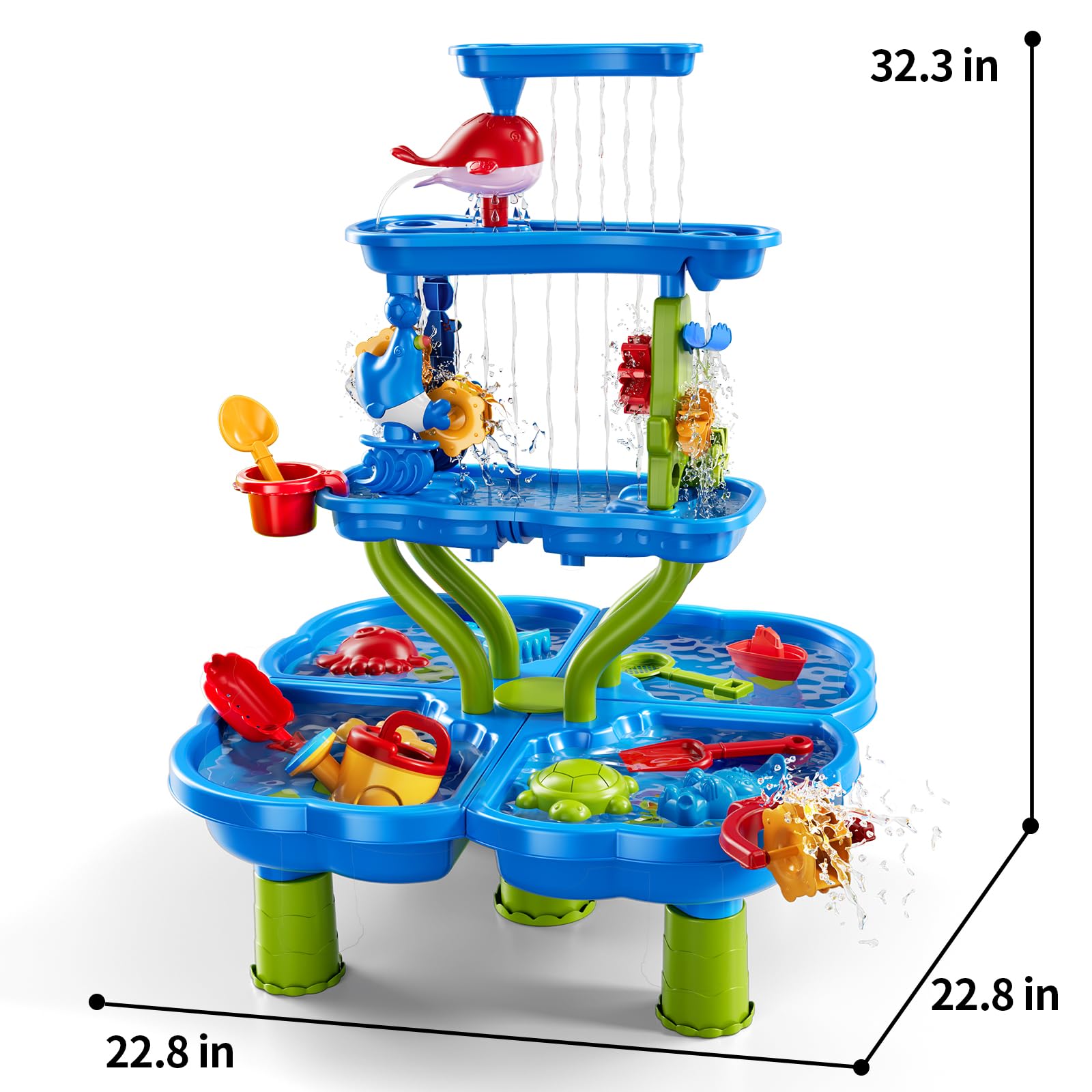 JUKUDAHU Table à sable et à eau pour enfants à partir de 3 à 8 ans - Étang cascade - Jouets de plage d'été d'extérieur - Jouets de salle de bain - Kit de jeu sensoriel - Cadeaux pour garçons et filles