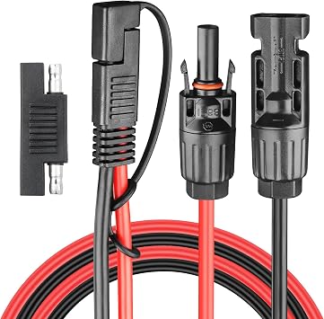 10AWG SAE Solar Panel Adapter Cable, 6FT, Female to Male, Red, Compatible with Solar Panels, Portable Generators, Motorcycles, Automobiles