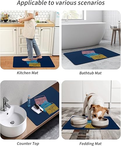 Miniatura 6 de Tapete de baño con grabadora retro para bañera, antideslizante, de secado rápido y absorbente, tierra de diatomeas, cocina, ducha, fregadero,