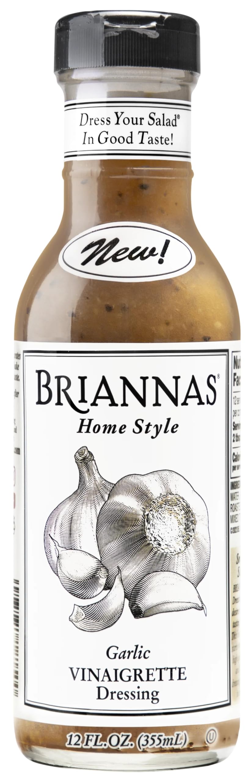 Briannas Dressing, Home Style Garlic Vinaigrette Dressing, 12 Ounce