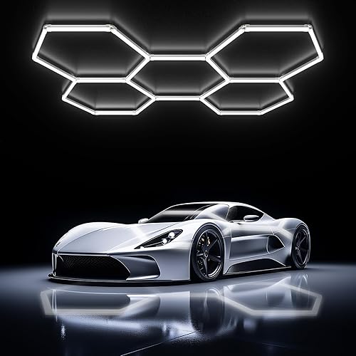 Luces hexagonales de garaje, LED ultra brillantes de 6500 K, 156 W, 17280 lúmenes; luz hexagonal para luces de garaje LED, peluquería, taller,