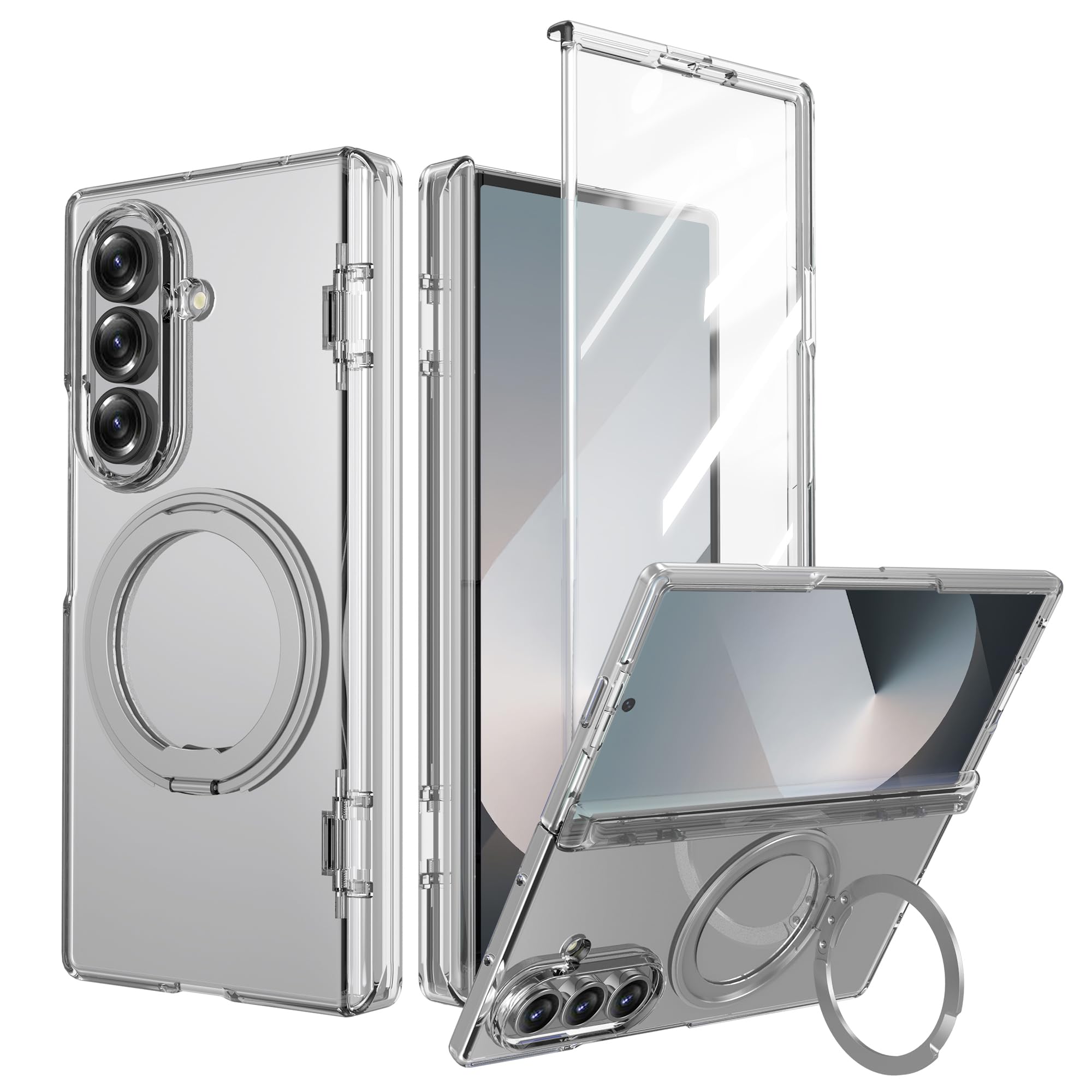 Photo 1 of DAKORIE for Galaxy Z Fold 8 Ultra Case Clear with Kickstand