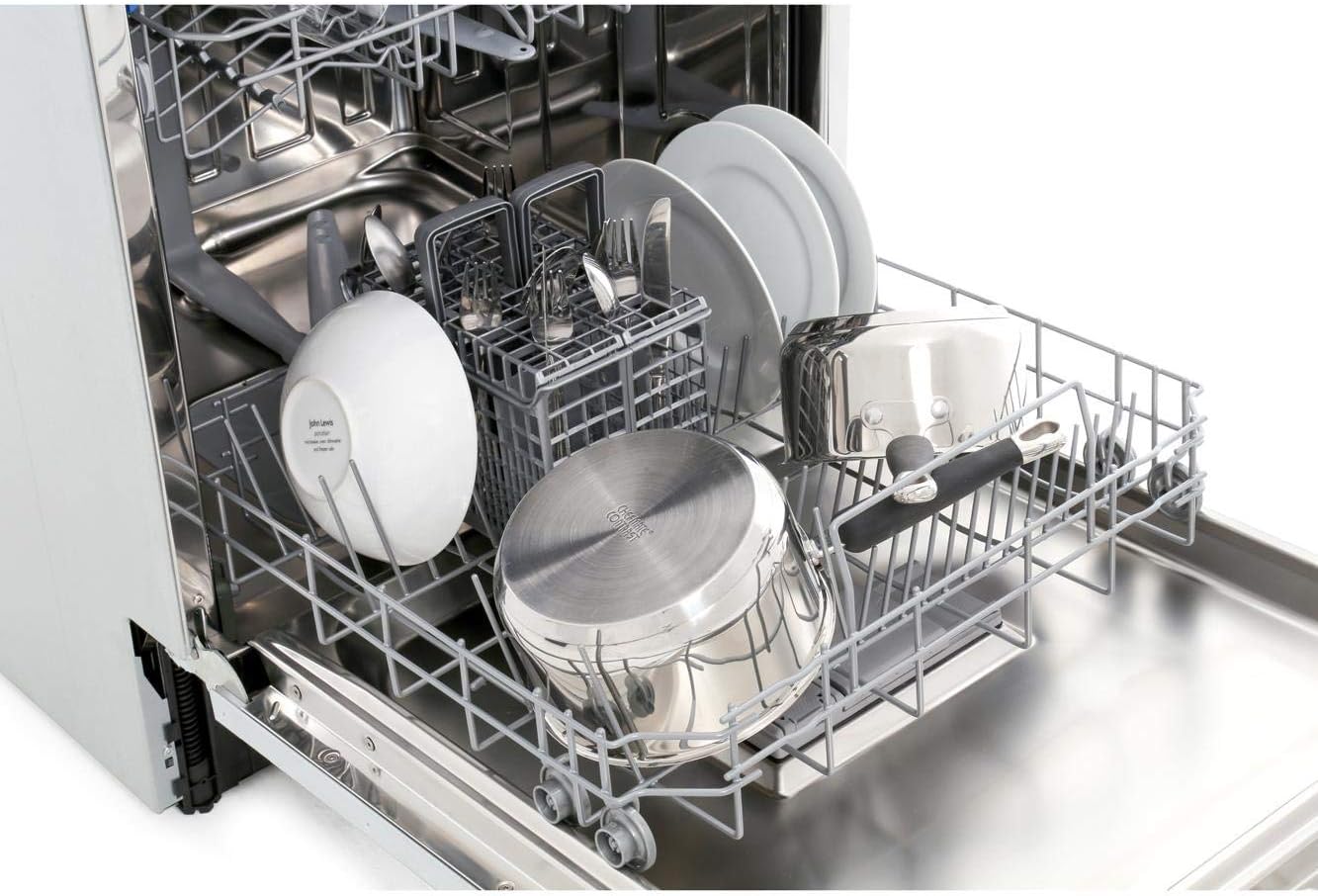 Diagram showing the dimensions of the Candy CDI 1LS38B dishwasher: 82cm height, 55cm depth, 59.5cm width.