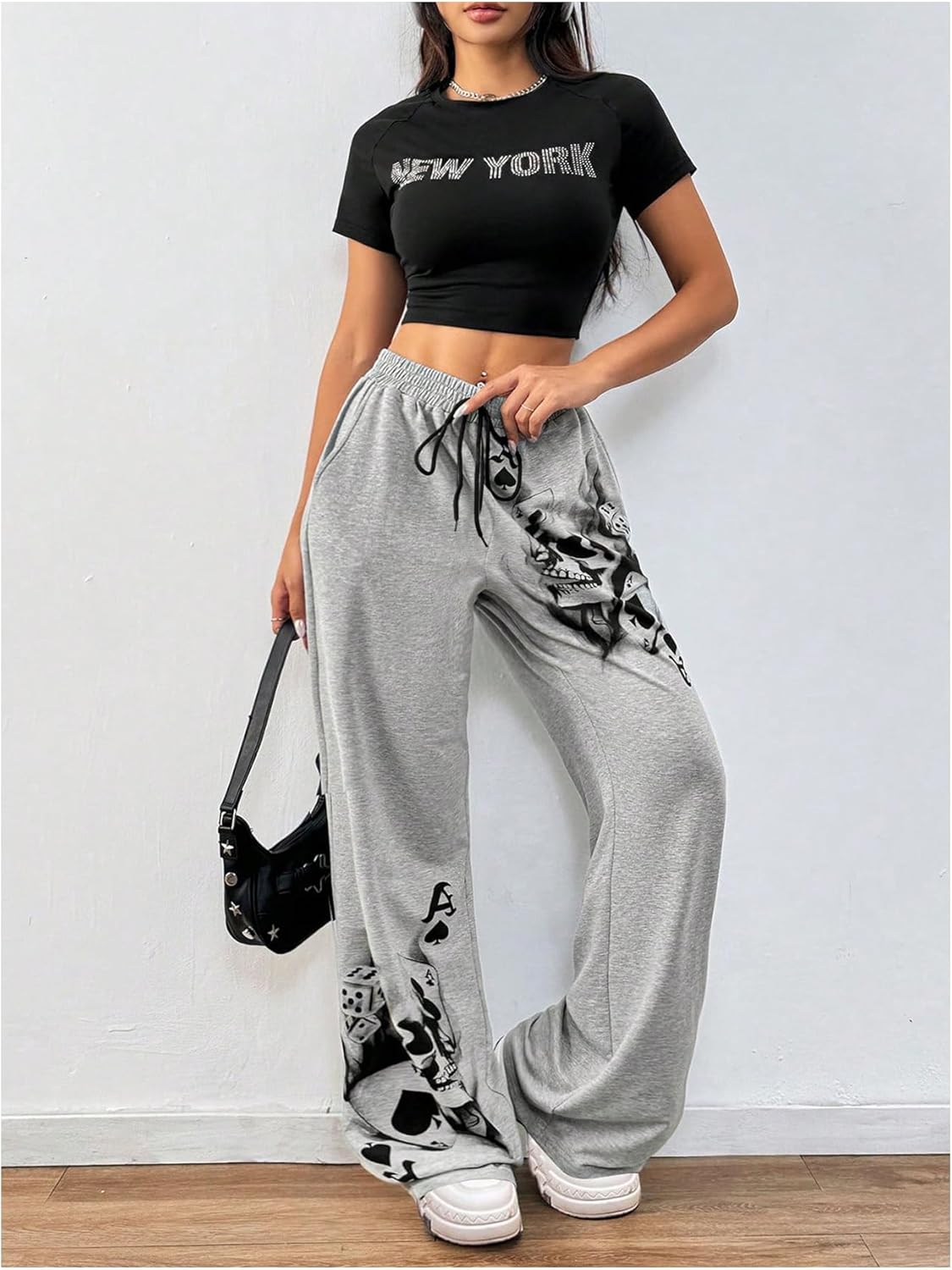 SOLY HUX Women's Y2k Sweatpants Drawstring Waist Wide Leg Gothic Grunge Pants Streetwear - Image 5