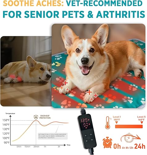 Miniatura 3 de Furrybaby - Tapete con calefacción para perros, tapete calefactable para mascotas con tubo antimordeduras duradero para interiores, calefactable