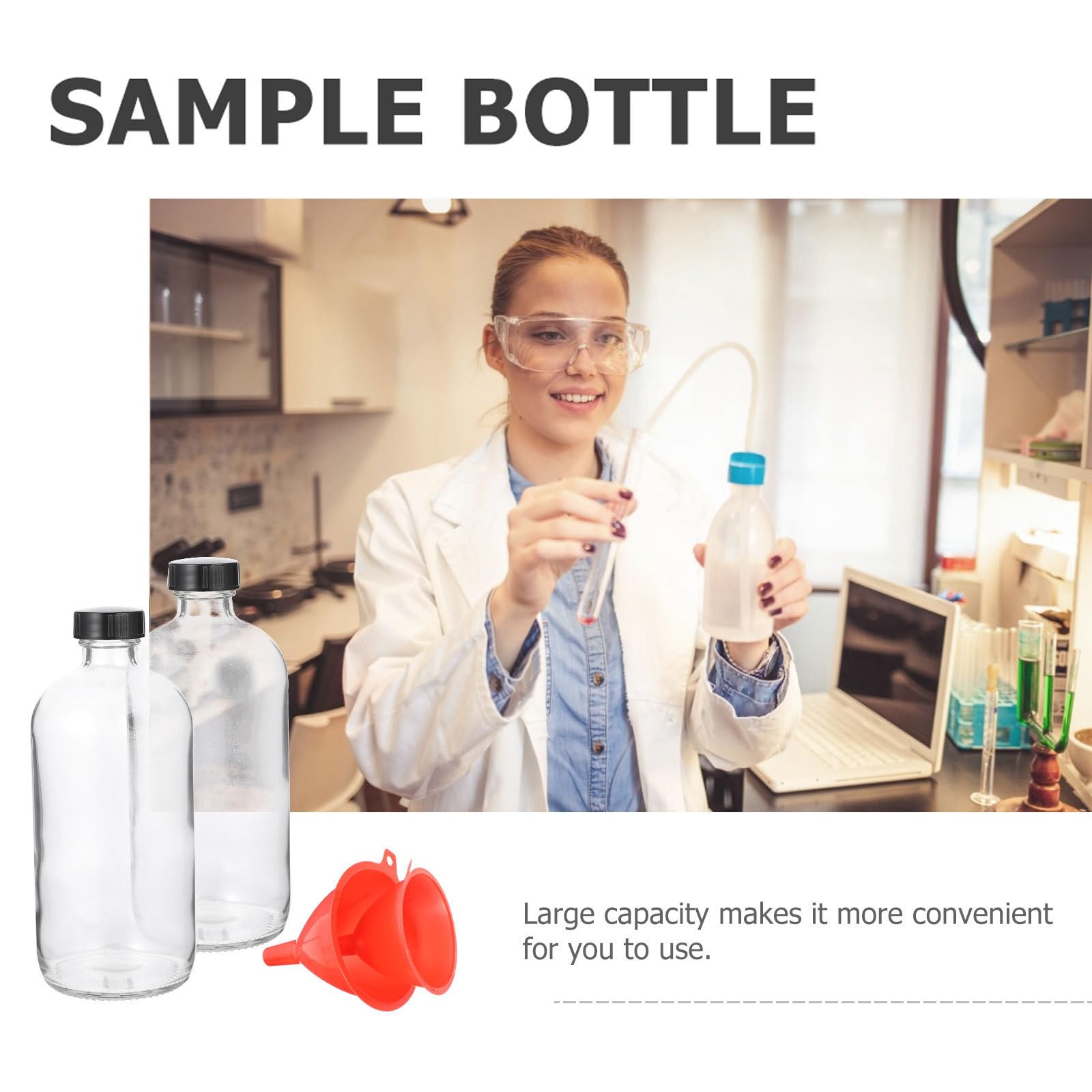 Mipcase 6 Pezzi Bottiglia di Reagente in Vetro 500ml a Bocca Stretta