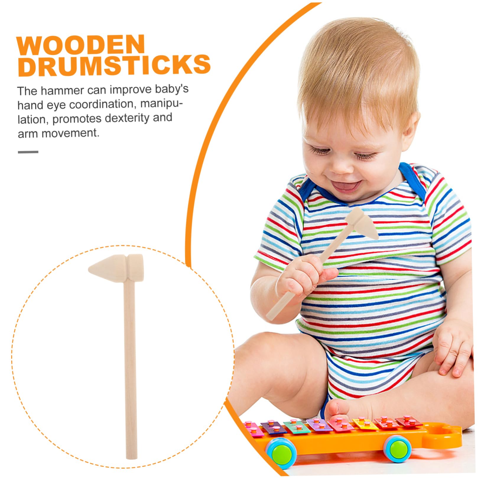 Angoily 5pcs Mini Wooden Hammers Small Hammer Toys Gavel Boys and Girls Building Blocks Hammering Tools Safe Comfortable for Little Hands