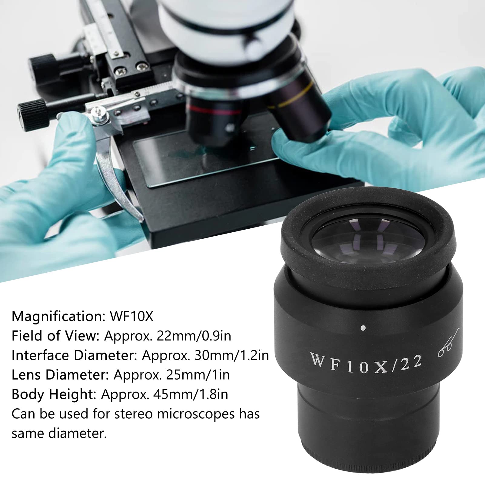 Interfejs 30mm Okular szerokokątny o wysokim punkcie widzenia Okular mikroskopu WF10X/22mm do laboratorium