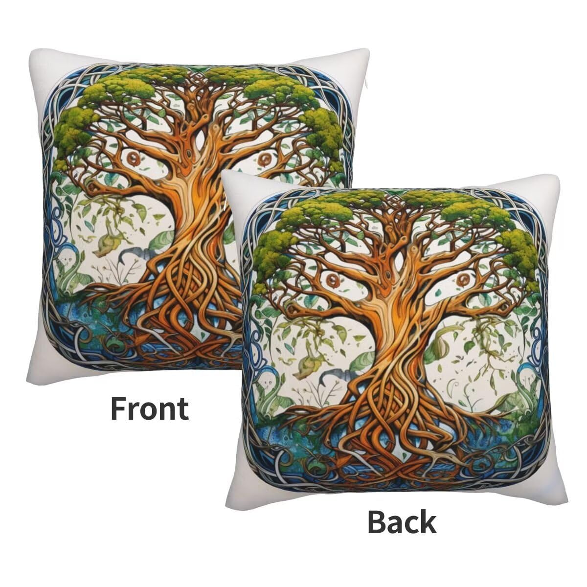 Kissenbezug 80x80 cm 2 Stück Kissenbezüge Samt Dekokissen Baum Sofakissen Kissenhülle Zierkissenbezüge Couch Kissen Baum Des Lebens Weich Kissen mit Bezug für Sofa Auto Patio Garten Zimmer Deko -TR239