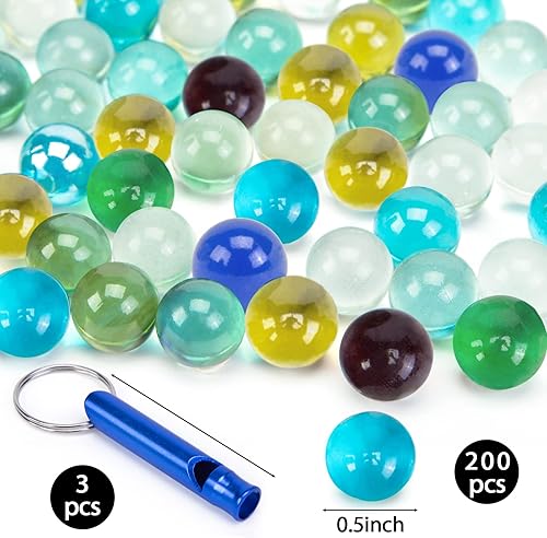 Miniatura 2 de Poplay - 50 hermosas canicas de jugador para juegos de canicas, varios colores (1 silbato gratis)