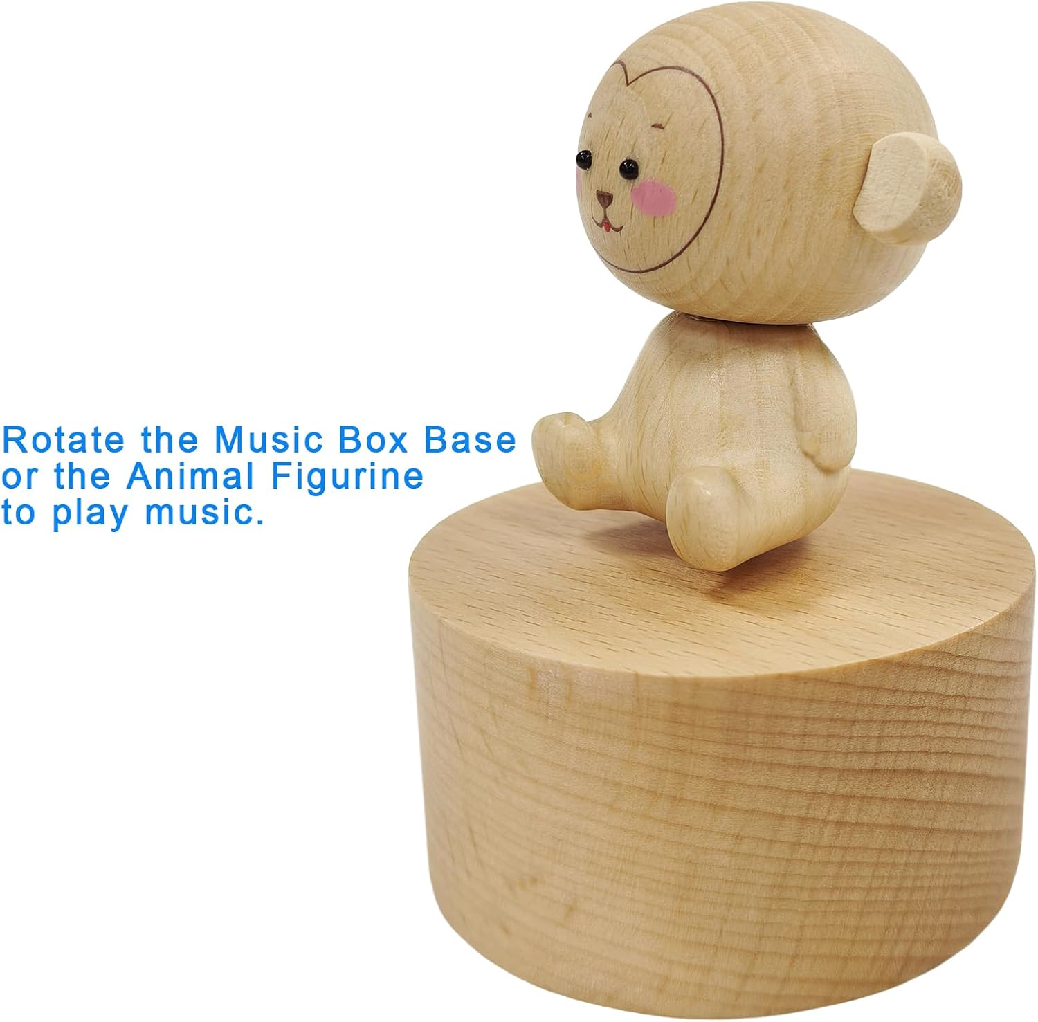 Briskfeel Charming Wooden Music Box Adorable Animal Designs Rotating Musical Figures with Famous Melodies Gifts for Birthday, Christmas (B2 Monkey)