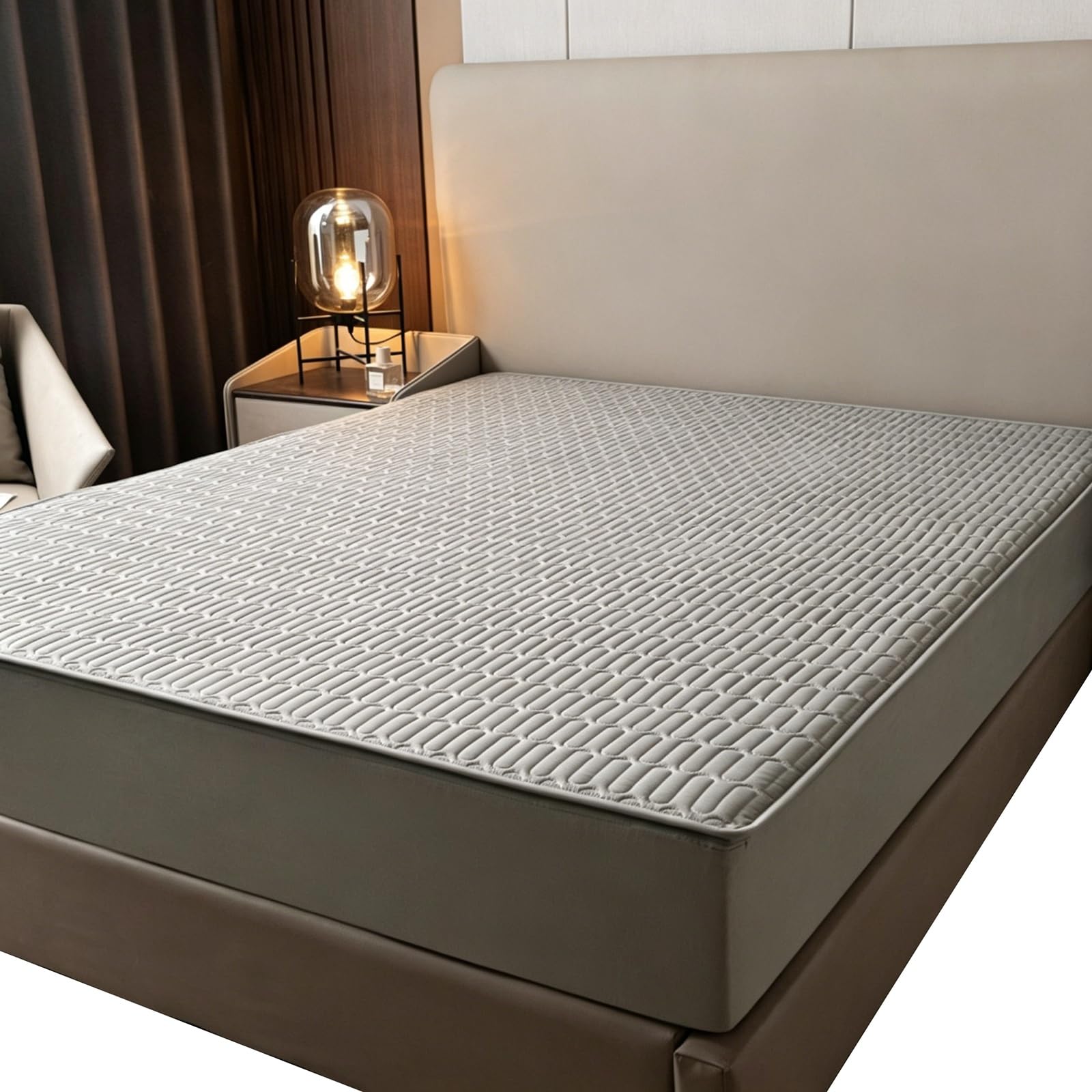 Zippered Mattress Encasement 6 Sides Full Coverage, 4-Zipper Removable Washable Fitted Sheet, Breathable Dustproof Quilted Mattress Protector for Single Double King(Grey,160x200x20cm)