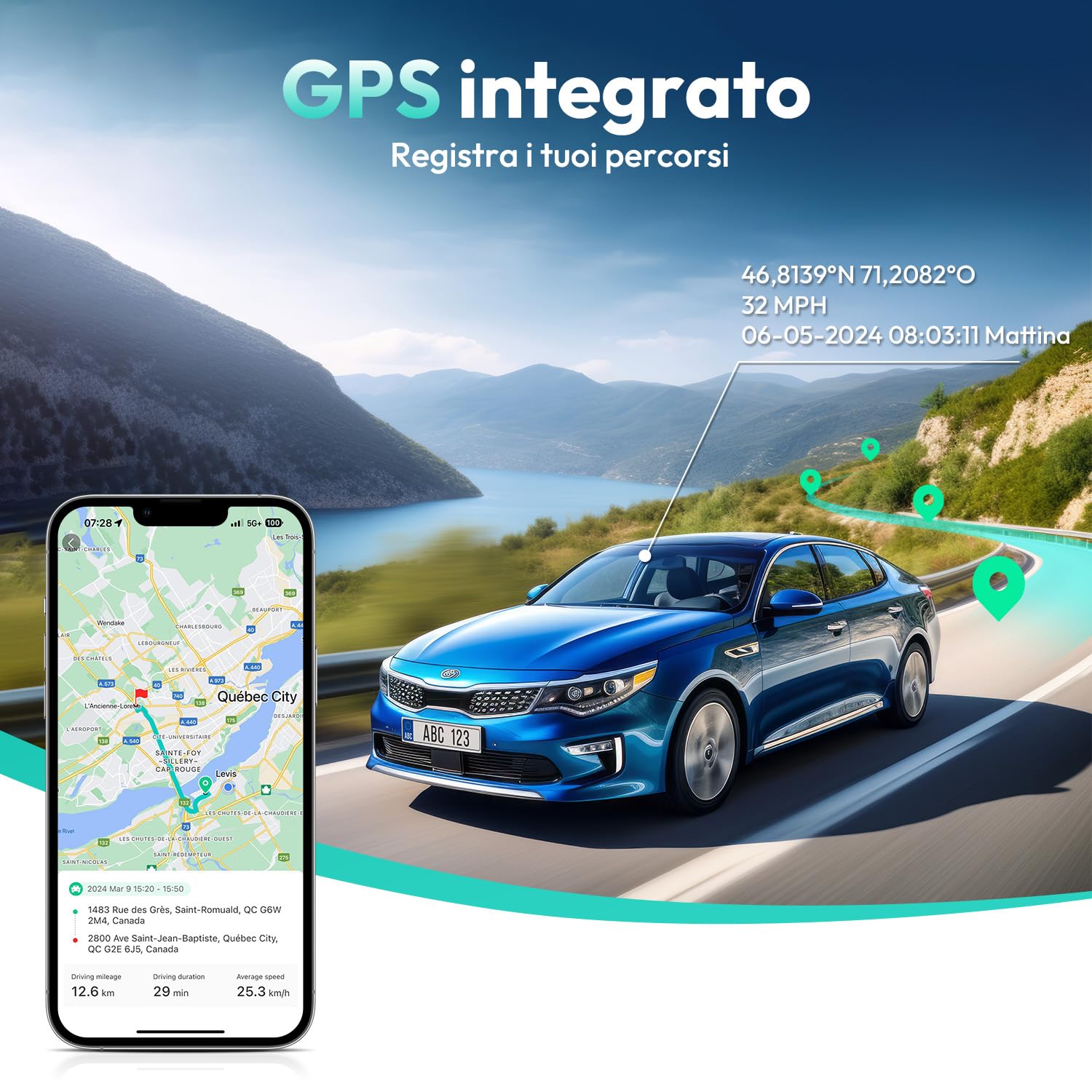 BOTSLAB Dash Cam Auto 4K+1080P con GPS e WiFi, Telecamera Auto Fronte/Retro SD 64GB inclusa, ADAS, Visione Notturna, Grandangolo 170°WDR, IPS da 2,45",Registrazione in Loop, Parcheggio 24 (G980H)