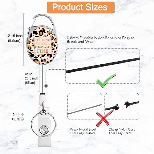 Miniatura 2 de Carrete retráctil para tarjetas de identificación con llavero retráctil para llaves, lindo nombre, carretes decorativos de tarjetas de