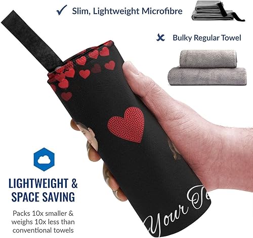 Miniatura 3 de Toalla de playa personalizada con foto de rostro, texto personalizado, imagen de amor, día de San Valentín, toalla de playa de microfibra de secado