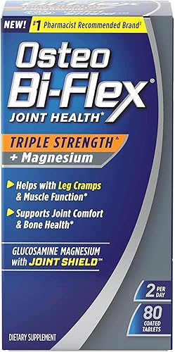 Osteo Bi-Flex suplemento articulado triple fuerza con glucosamina y magnesio, sin gluten, 80 tabletas (paquete de 6)