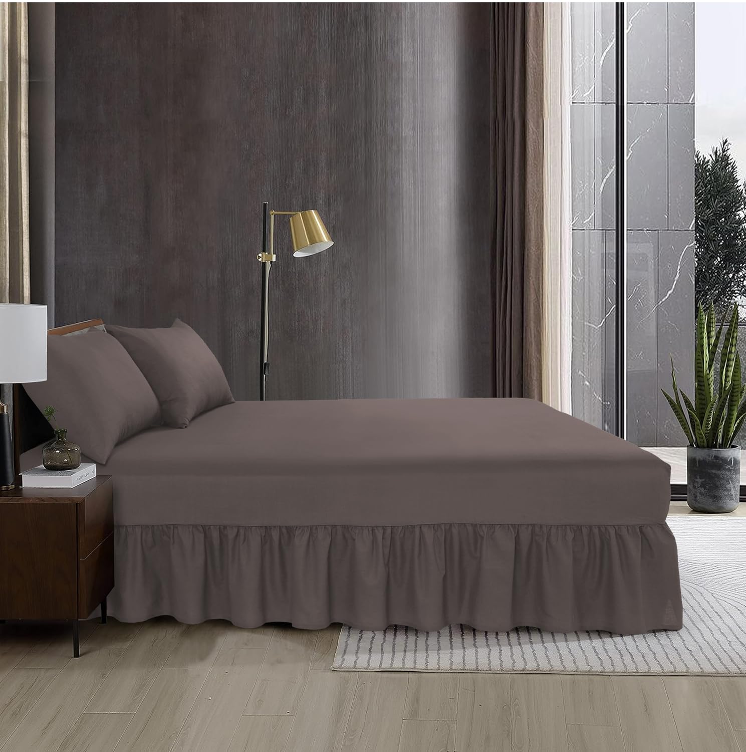 Premium Valance Fitted Sheets with Elegant Ruffles – Wrinkle-Free, Durable Bed Skirts for All Mattress Sizes, Easy to Install (CHOCOLATE, SINGLE)