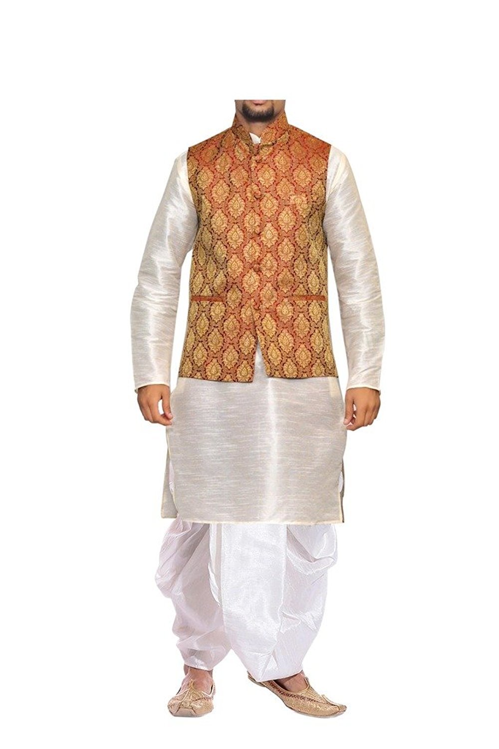 Men's Silk Blend Solid Kurta Dhoti Set with Designer Ethnic Nehru Jacket-picture-14
