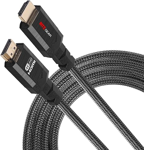 Miniatura 2 de Ritz Gear Cable HDMI 2.0 4K de 30 pies paquete de 2 Cable de nailon trenzado de alta velocidad de 18 Gbps y conectores dorados - 4K