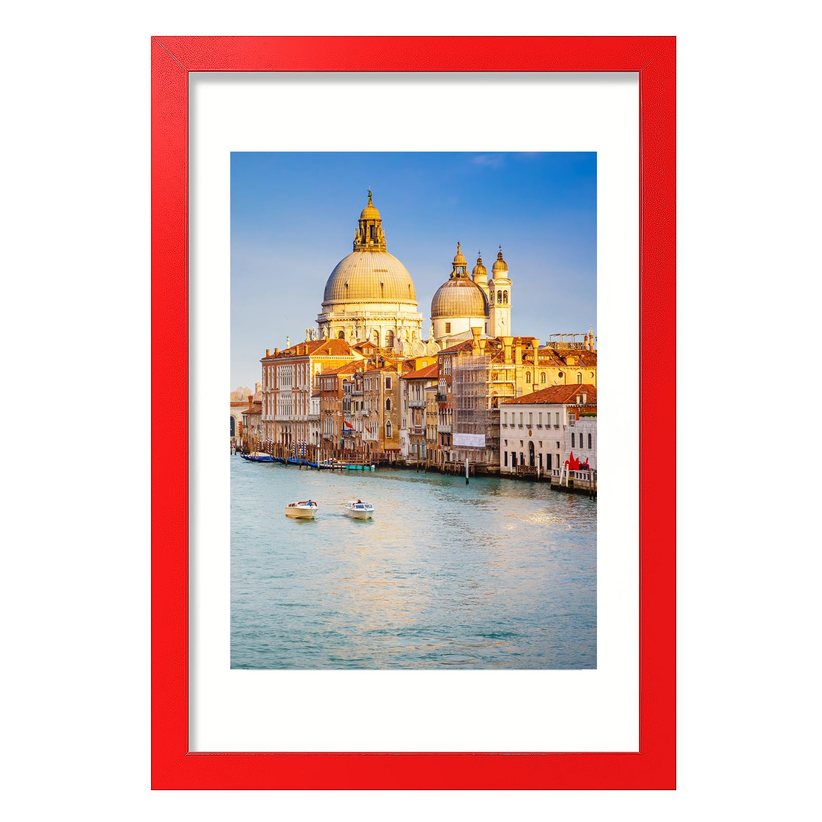 wyooxoo 12x18 Picture Frame Red Solid Wood Photo Frames Display Pictures 10x14 with Mat or 12x18 Without Mat Colorful Frame For Tabletop Display or