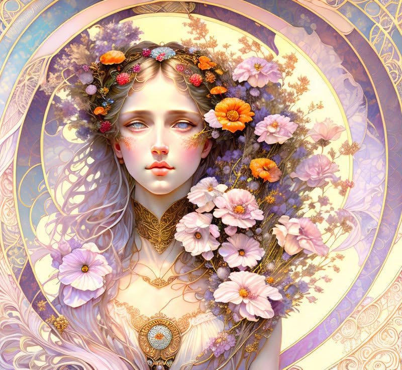 Belle fille fleur affiches sur toile pour salon moderne SERENDIPITP 58x90 cm