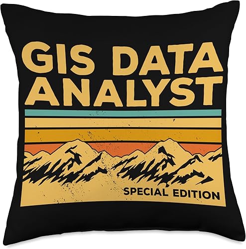 Vintage GIS Data Analyst - Almohada con sistema de información geográfica, 18 x 18 pulgadas, multicolor