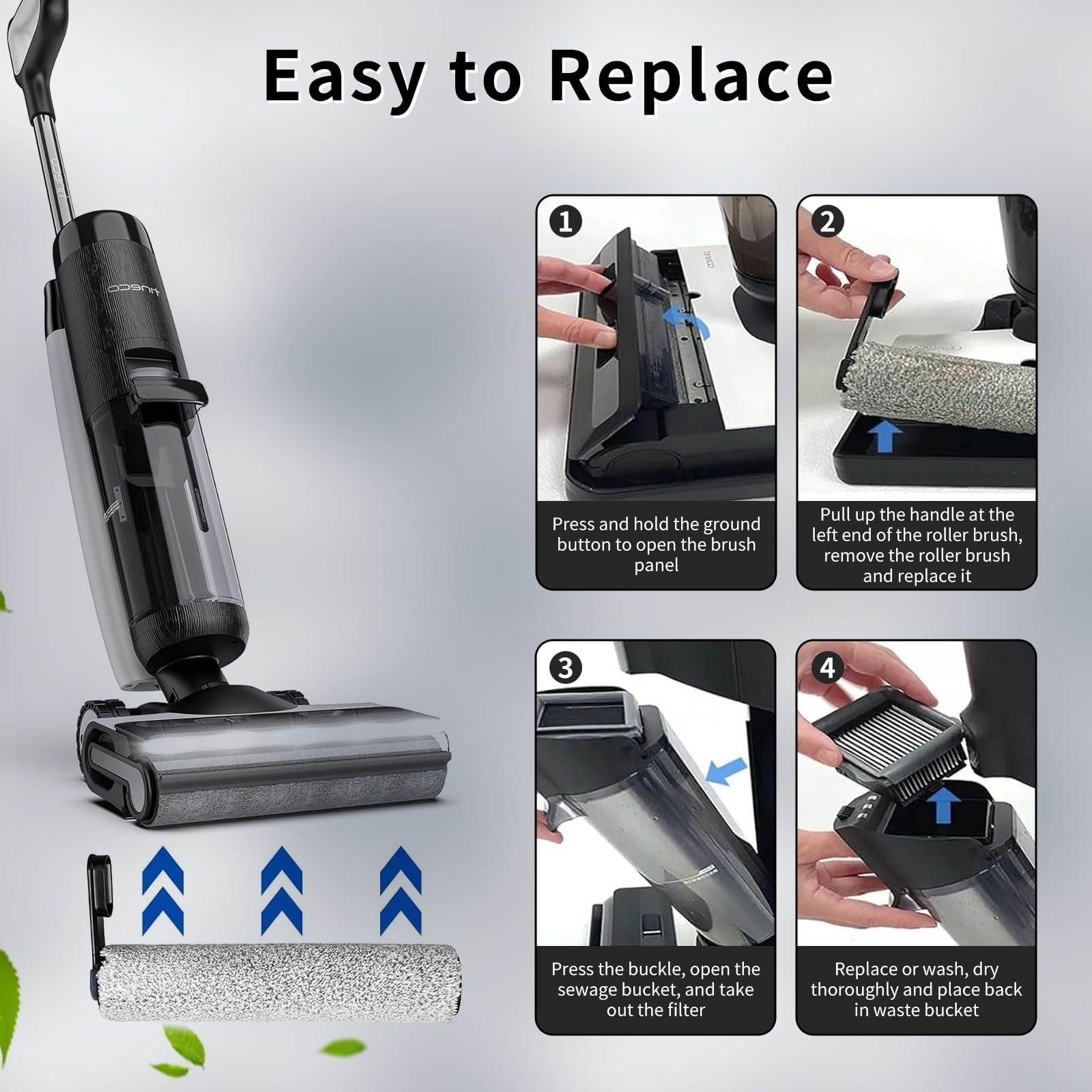 Brosse Tineco AVAENZO - Accessoires Pour Tineco Floor One S7 Pro (2 Brosses + 4 Filtres) Tineco S6 Pro