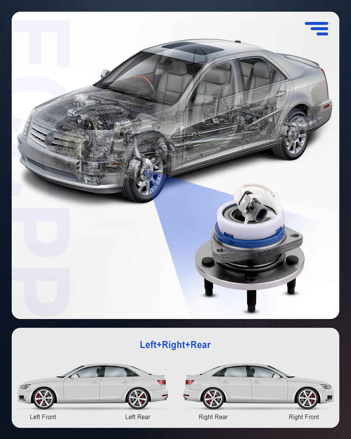 Bearing De Roue Arrière 512243 Avec Hub Pour Cadillac CTS, Cadillac SRX Cadillac Sts 2004 A 2011 - Foto 4