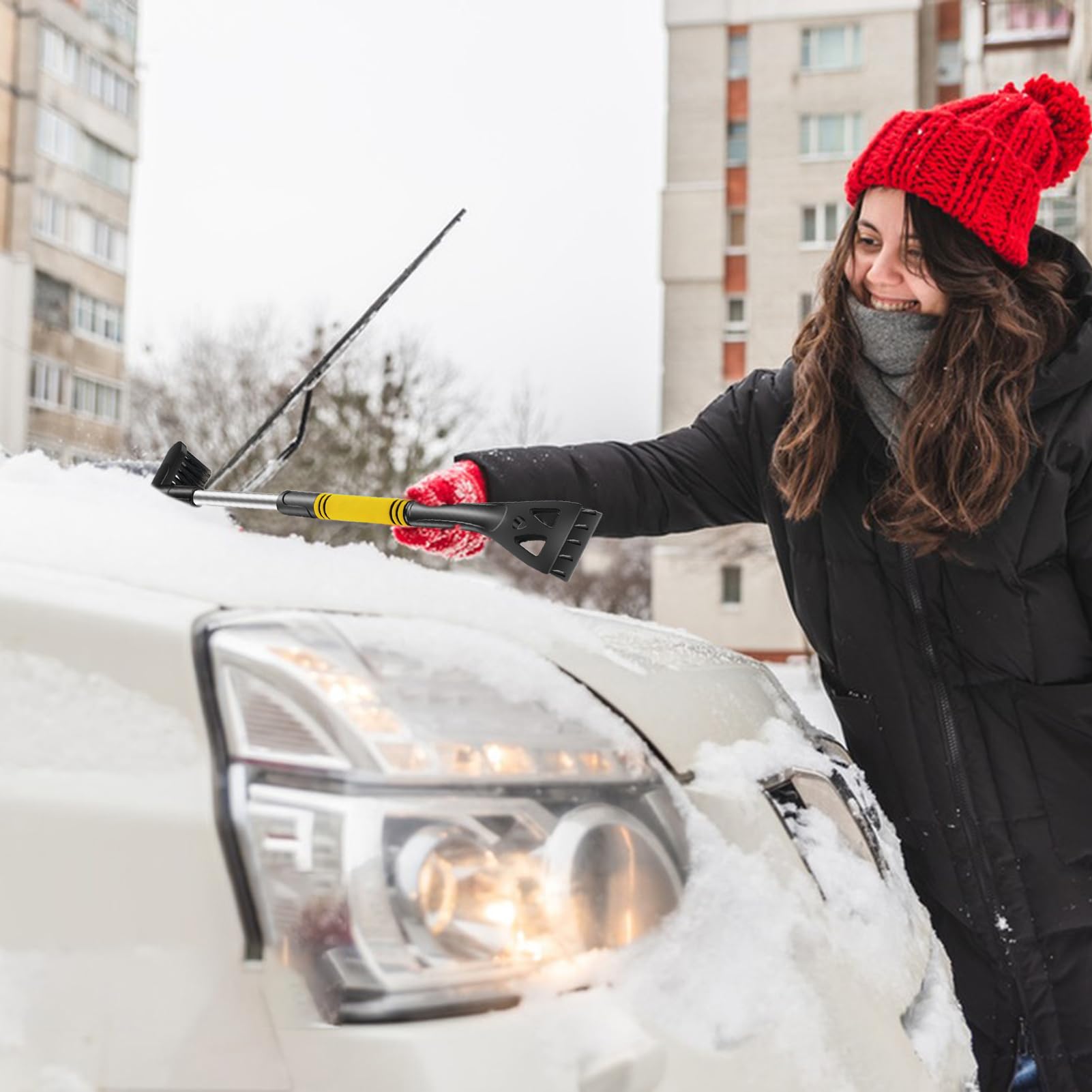 Generico Brosse à neige, outils de nettoyage avec poignée longue rotative - balai d'hiver pour neige sur fenêtres pour camions, pour camions, pare-brise, entretien de la maison