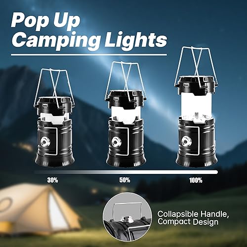 Miniatura 5 de Lichamp Linterna solar plegable portátil para campamento, linterna LED recargable por USB, kits de supervivencia para cortes de energía, suministros