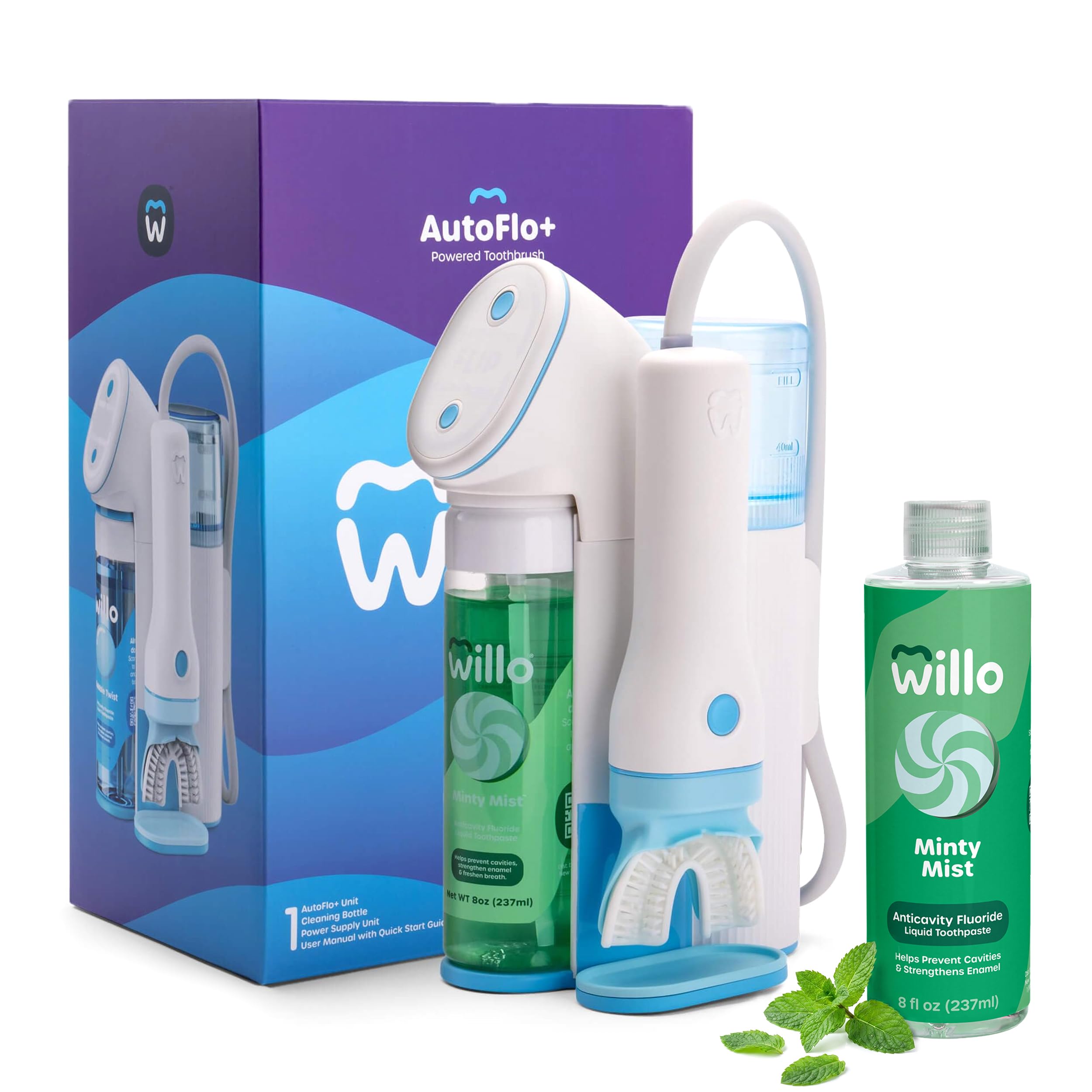 Willo Vollautomatische U-förmige elektrische Zahnbürste für Kinder, 2 Timer, tiefenreinigend, konsistente Ergebnisse, beseitigt Putzfehler, groß (Kinder im Alter von 11, 12 und 13 Jahren), Minziger