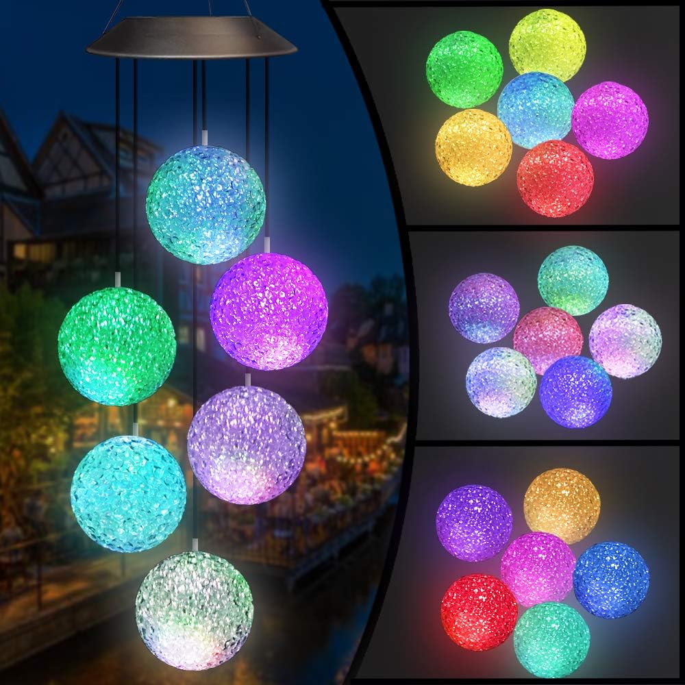 Solar Wind Chimes Color-Changing Ball Wind Chimes, Garden Decorations That Mom Likes, Gifts for Mom, Gifts for Grandma, Gifts for Neighbors, Gifts for Women Birthday Unique