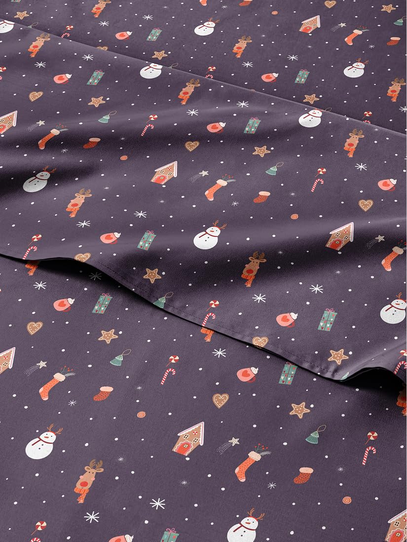 Christmas Sheet Set, Christmas Night, Holiday Xmas Bedding Set - Full Size