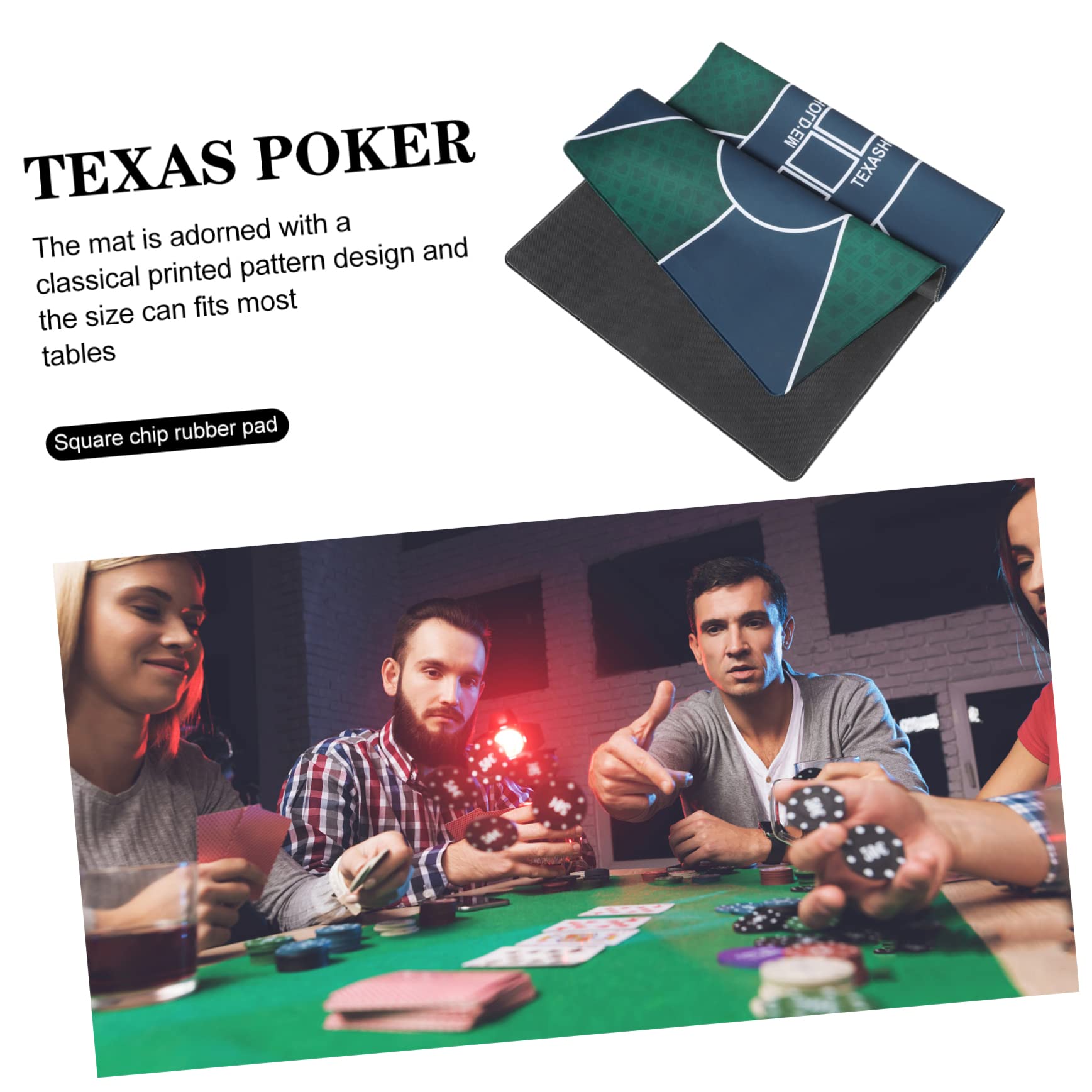 Tappeto da Gioco Carte Poker Rettangolare in Gomma | Copertura Tavolo per Carte, Motivo Stampato Classico, Effetto Antiscivolo e Fonoassorbente
