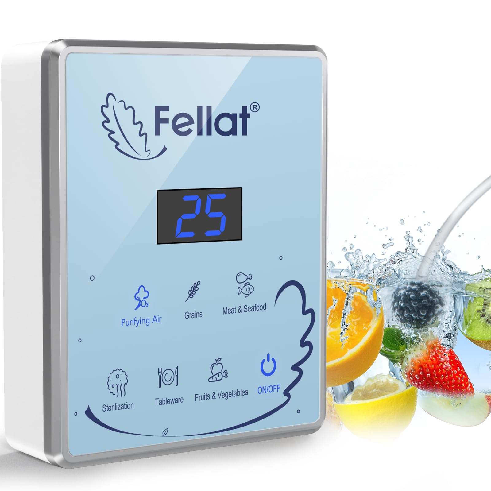 Generatore di Ozono, Purificatore d'Aria Deodorante per 5-30 ㎡, Ozonizzatore Multifunzionale per Acqua e Aria, 6 Modalità per Pulisci Frutta Verdura, Rimuovi l'odore