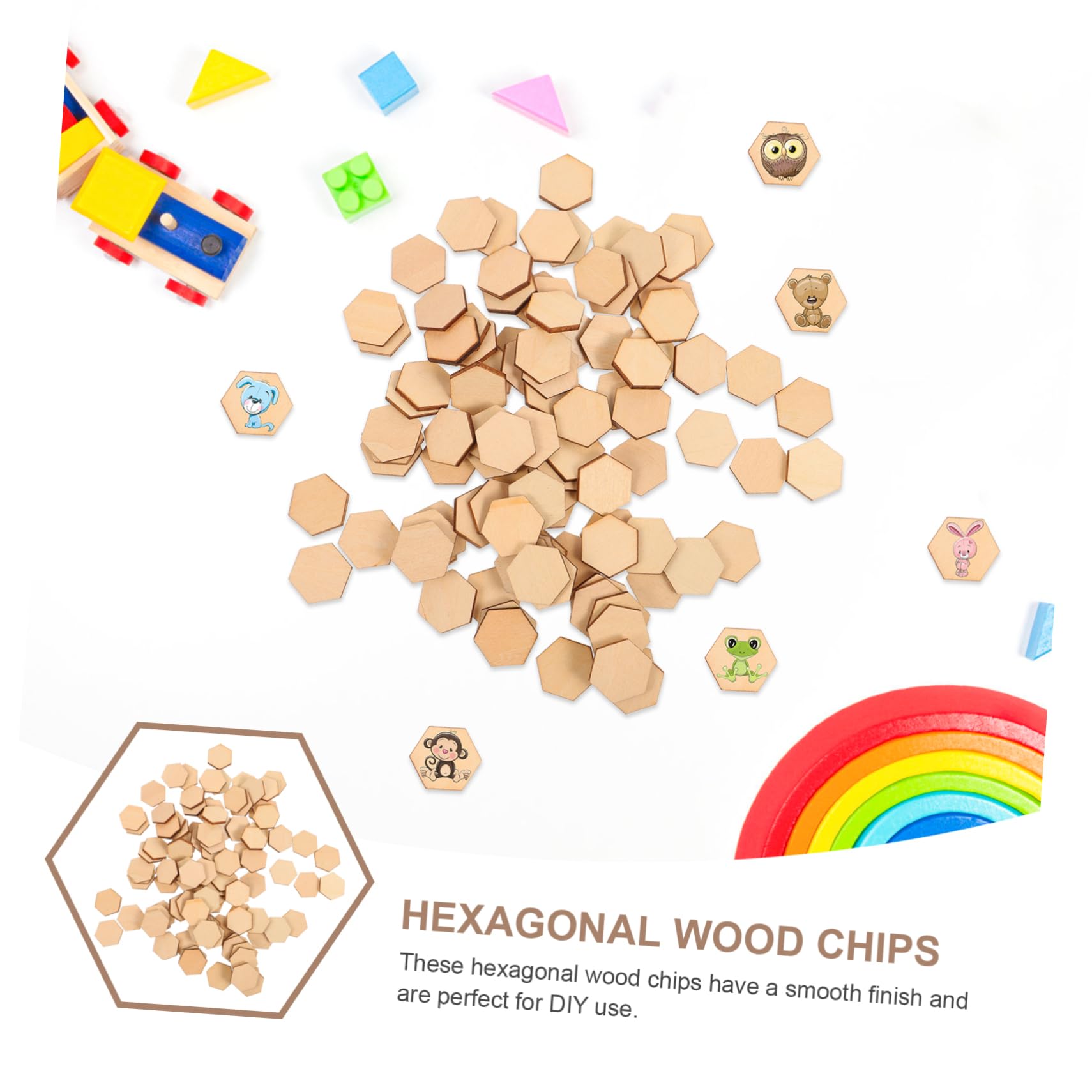Hemobllo 100 Pezzi di Dischi in Legno Esagonali Beige, per Decorazioni Natalizie e Lavoretti Fai da Te, 20 MM, Stile Delicato