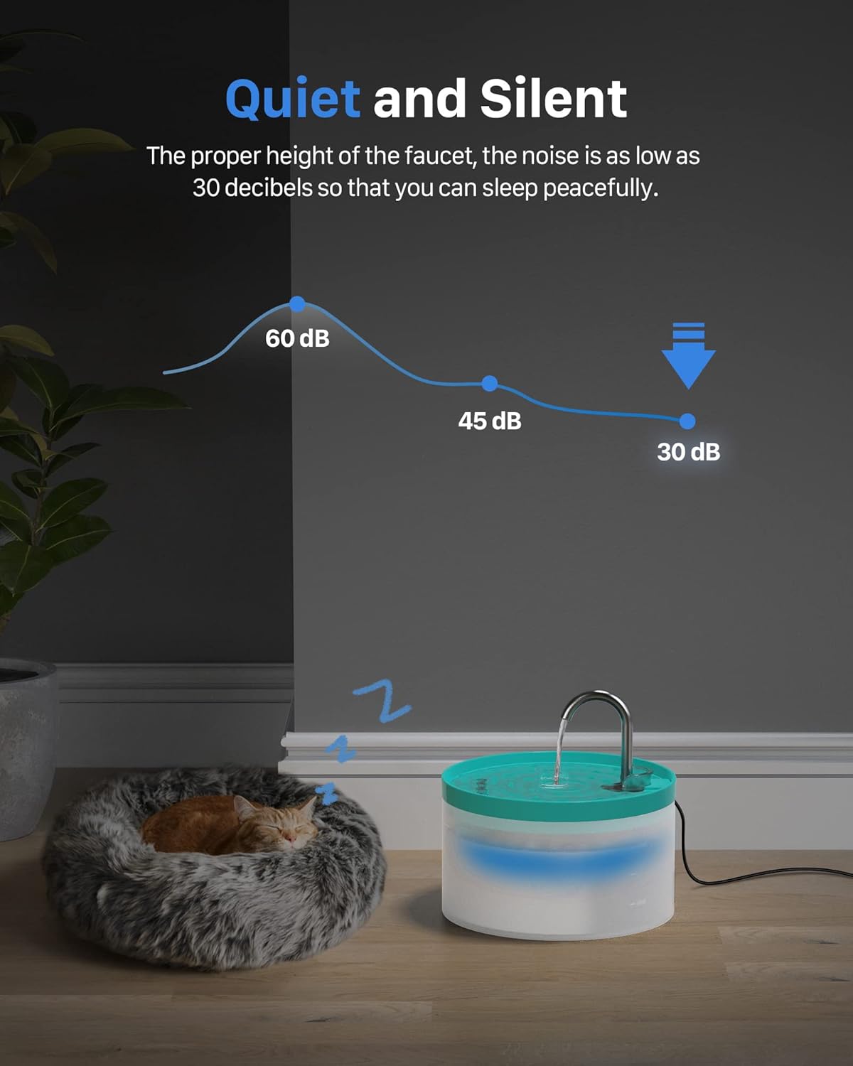 Cat sleeping peacefully next to a quiet water fountain