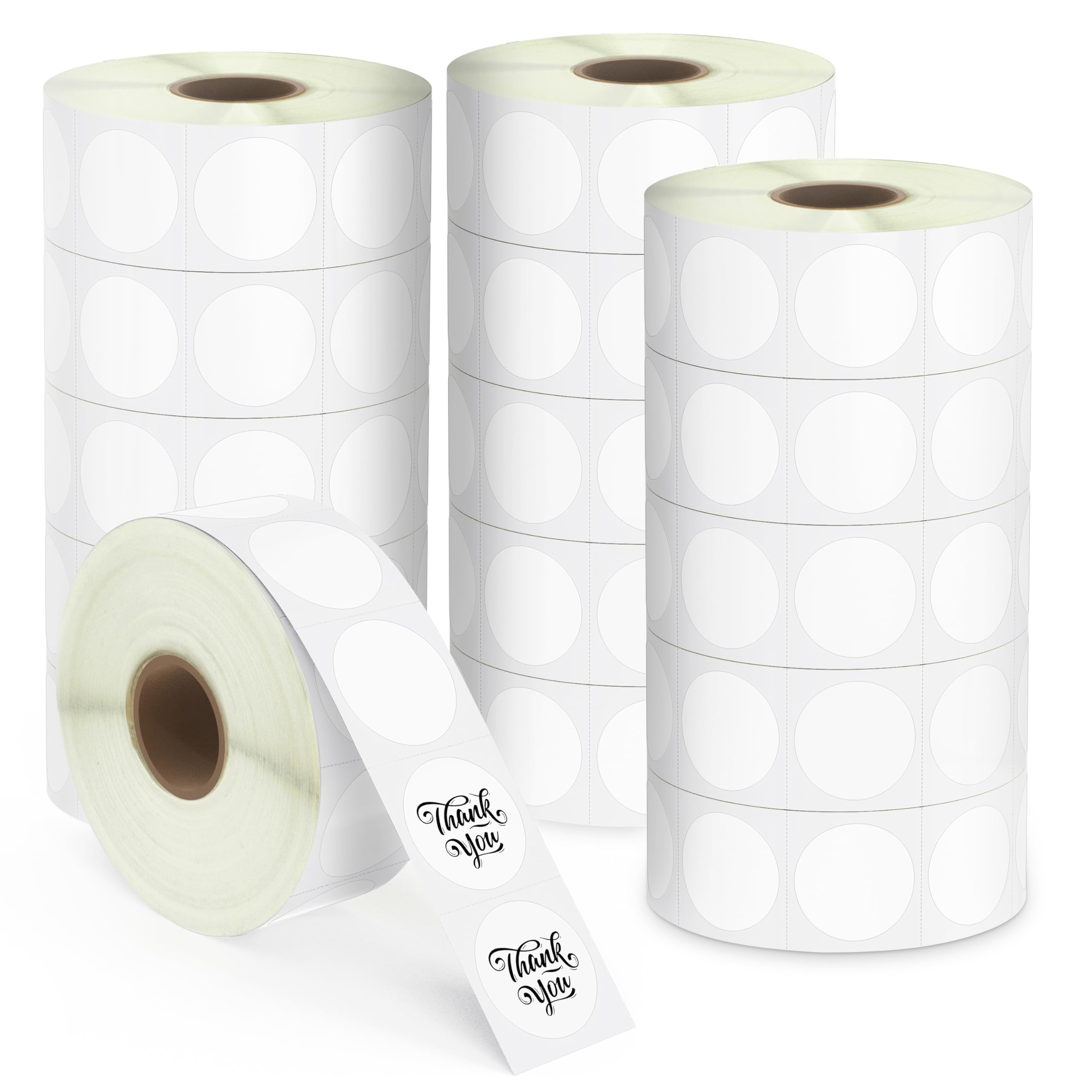 BETCKEY - Etiquetas redondas de 25 mm compatibles con impresoras de etiquetas Zebra & More, perforadas [16 rollos, 22080 etiquetas]