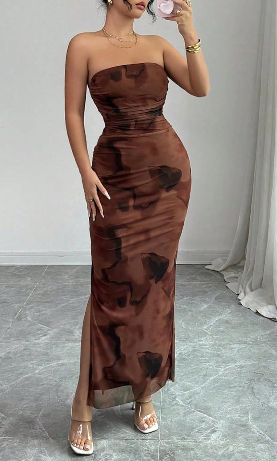 Women's Summer Strapless Dresses 2025 Maxi Bodycon Tube Top Dress Floral Beach Vacation Clothes for Women - Image 4